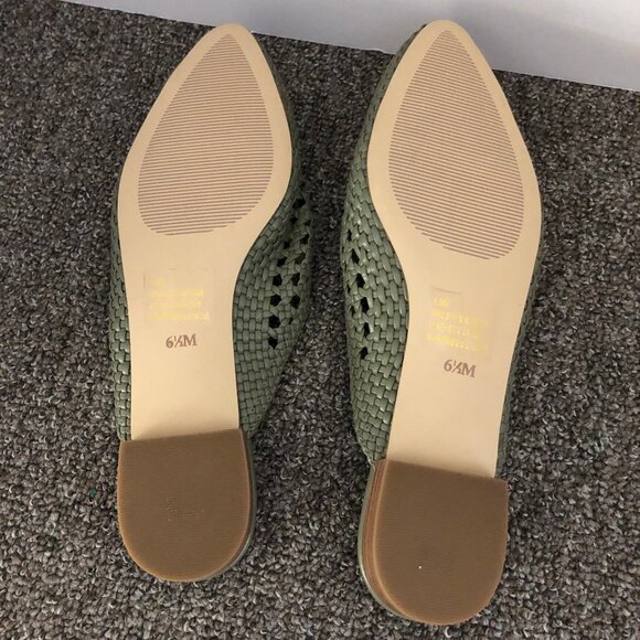Talbots Olive Green Backless Basketweave Flats - Picture 3 of 3